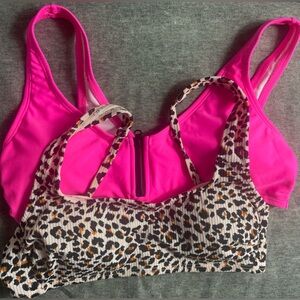 BUNDLE Hot Pink and Leopard Bikini Tops